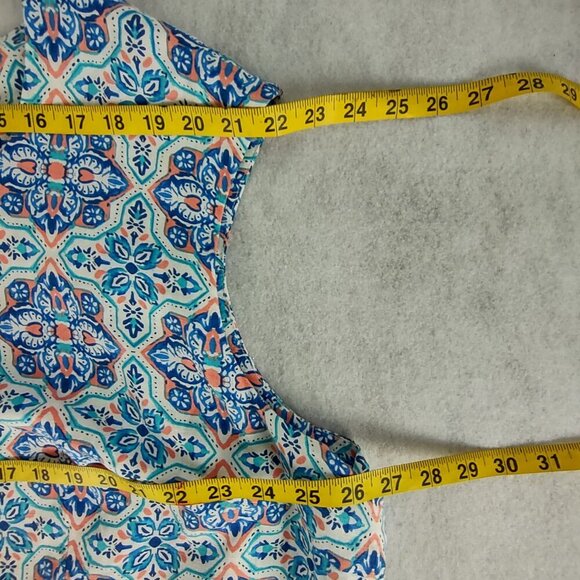 Jessica London Blue Ikat Linen Sheath Dress Plus Size | Empire Waist, Size 26W - Picture 9 of 13